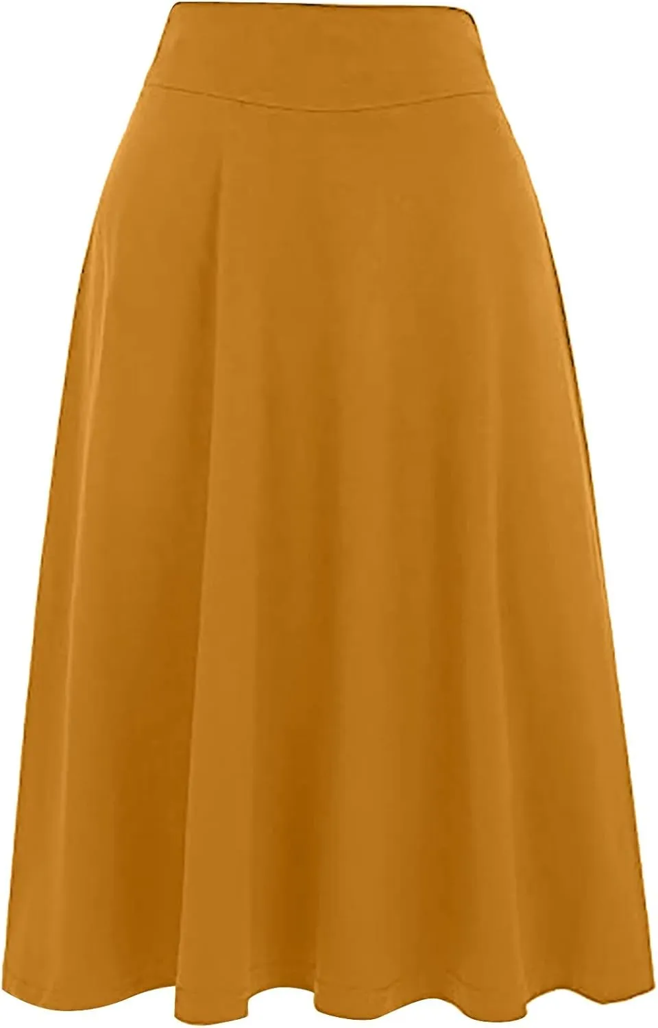 Womens Skirt for Going Out Summer High Elastic Waist Solid Color A-Line Knee Length Maxi Skirts for Women Trendy Clothes