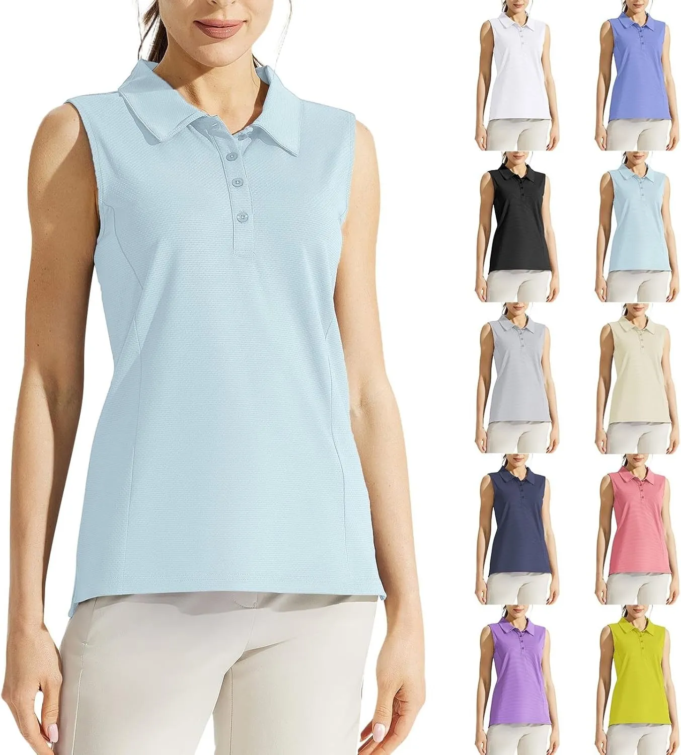 Womens Sports Tank Tops Lapel Collar Button Down Sleeveless Tennis Tops Summer Outdoor Workout Lightweight Yoga Vest
