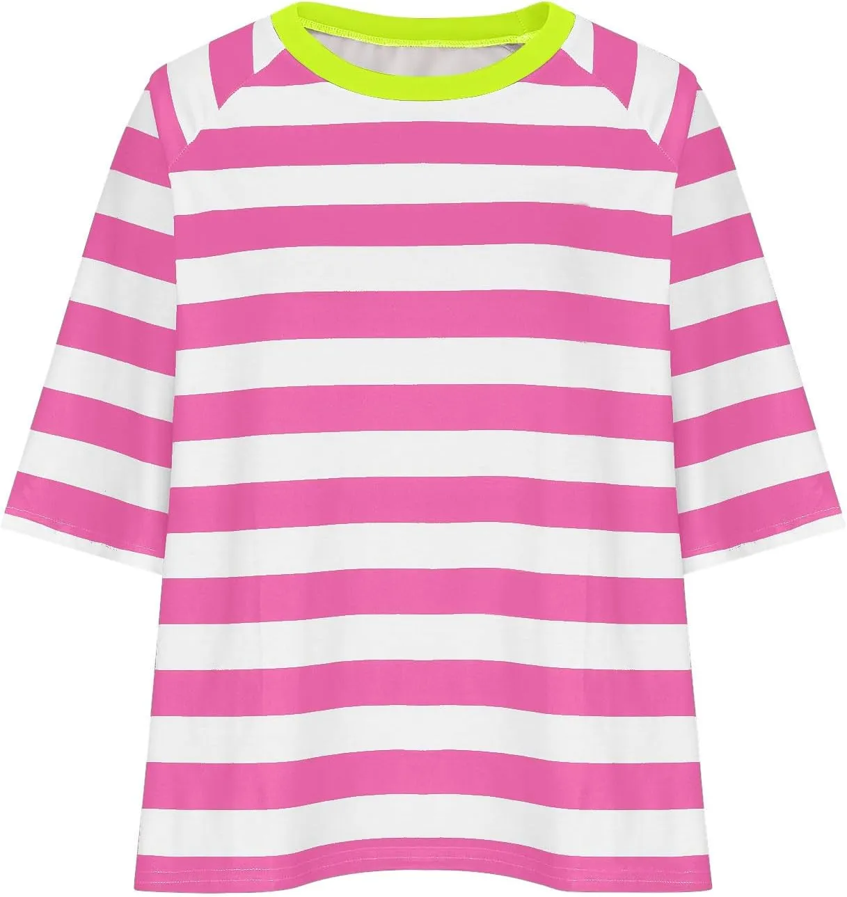 Womens Striped T Shirts Oversized Crewneck 3/4 Sleeve Tops Spring Casual Blouse Color Block Basic Sports Tees Blouses