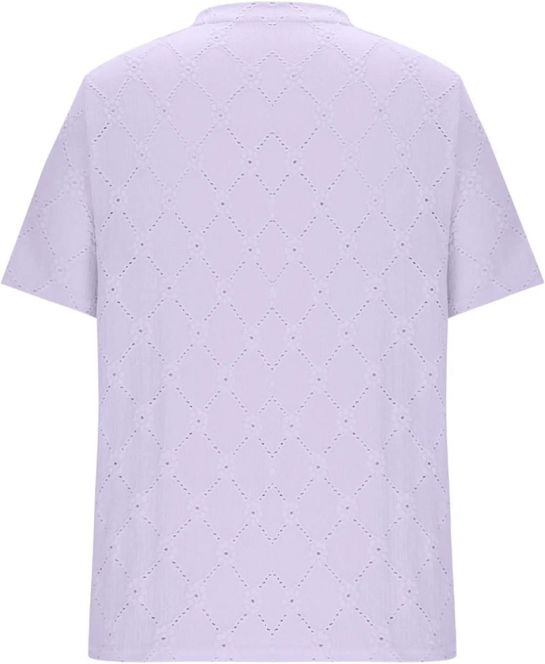 Women's Summer Tops Casual Crew Neck Short Sleeve Eyelet Embroidered Hollow Out Blouses Loose Fit Shirts