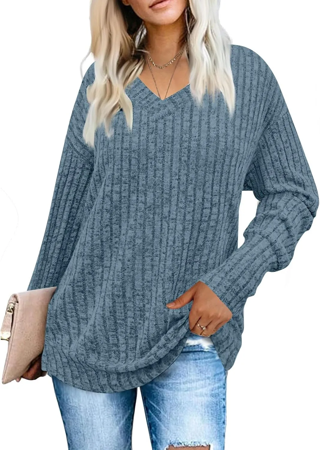 Womens Sweater Women's Tops Womens Shirts V Neck Turtleneck Long Sleeve Shirts Loose Warm Casual Winter Fashion Sweaters