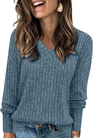 Womens Sweater Women's Tops Womens Shirts V Neck Turtleneck Long Sleeve Shirts Loose Warm Casual Winter Fashion Sweaters