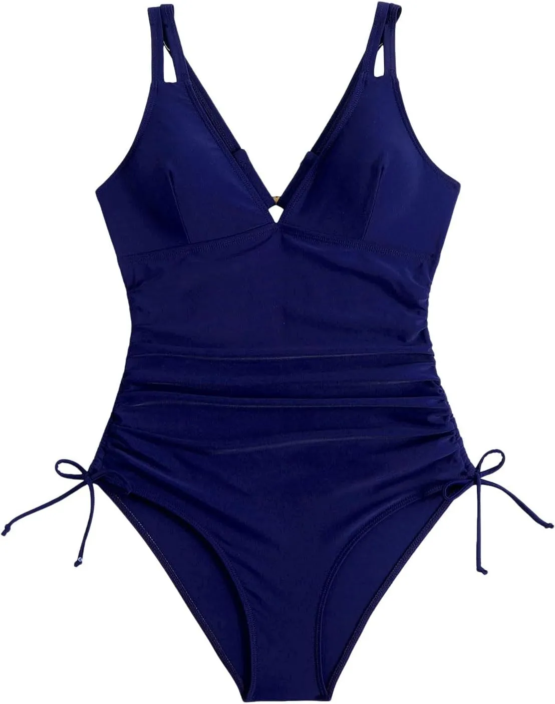 Women's Swimsuit Deep V Neck Double Straps Crisscross Back Tie Bathing Suit Flower Bikini