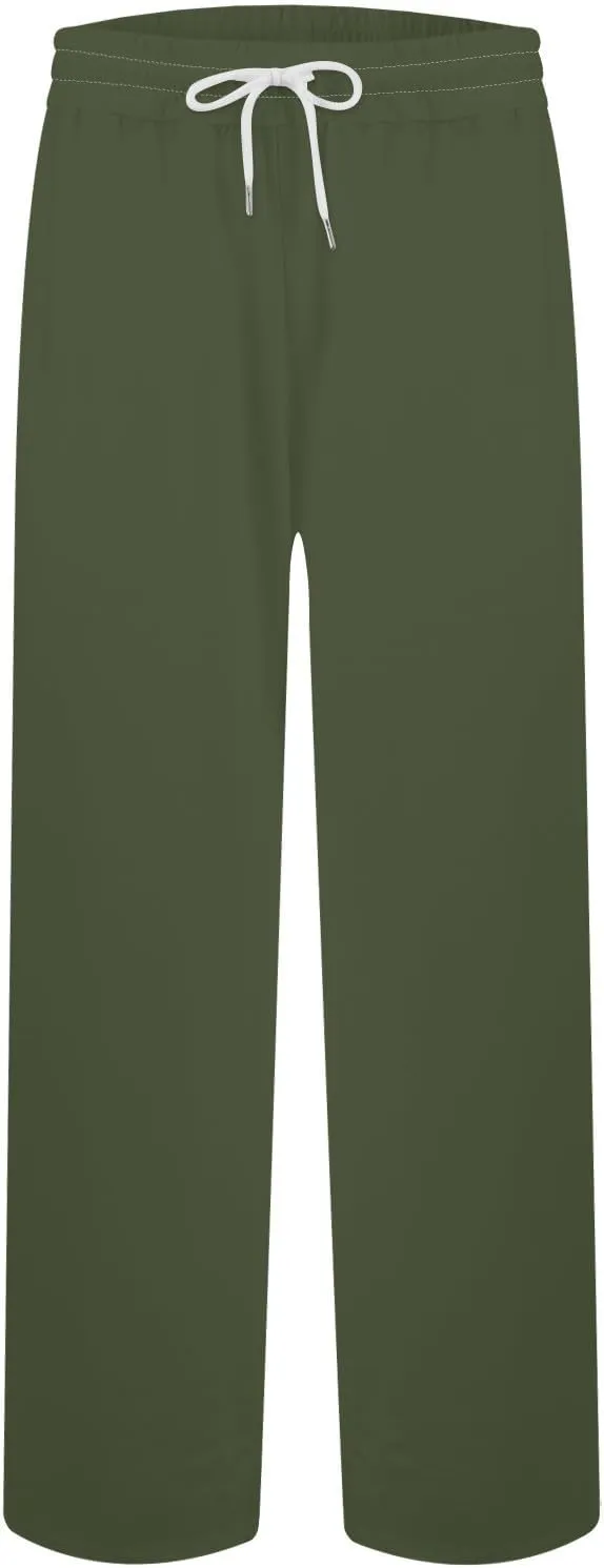 Womens Wide Leg Sweatpants High Waisted Baggy Flared Pants Drawstring Athletic Joggers All Season Straight Leg Pants