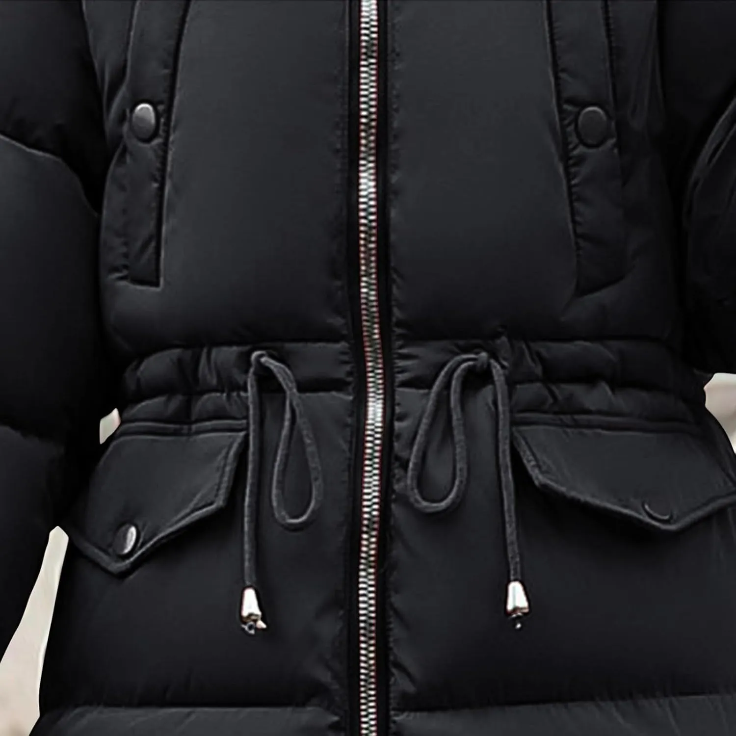 Womens Winter Coats Warm Parkas Hooded Down Padded Winter Jackets Long Quilted Puffer Jacket Coat with Fur Hood