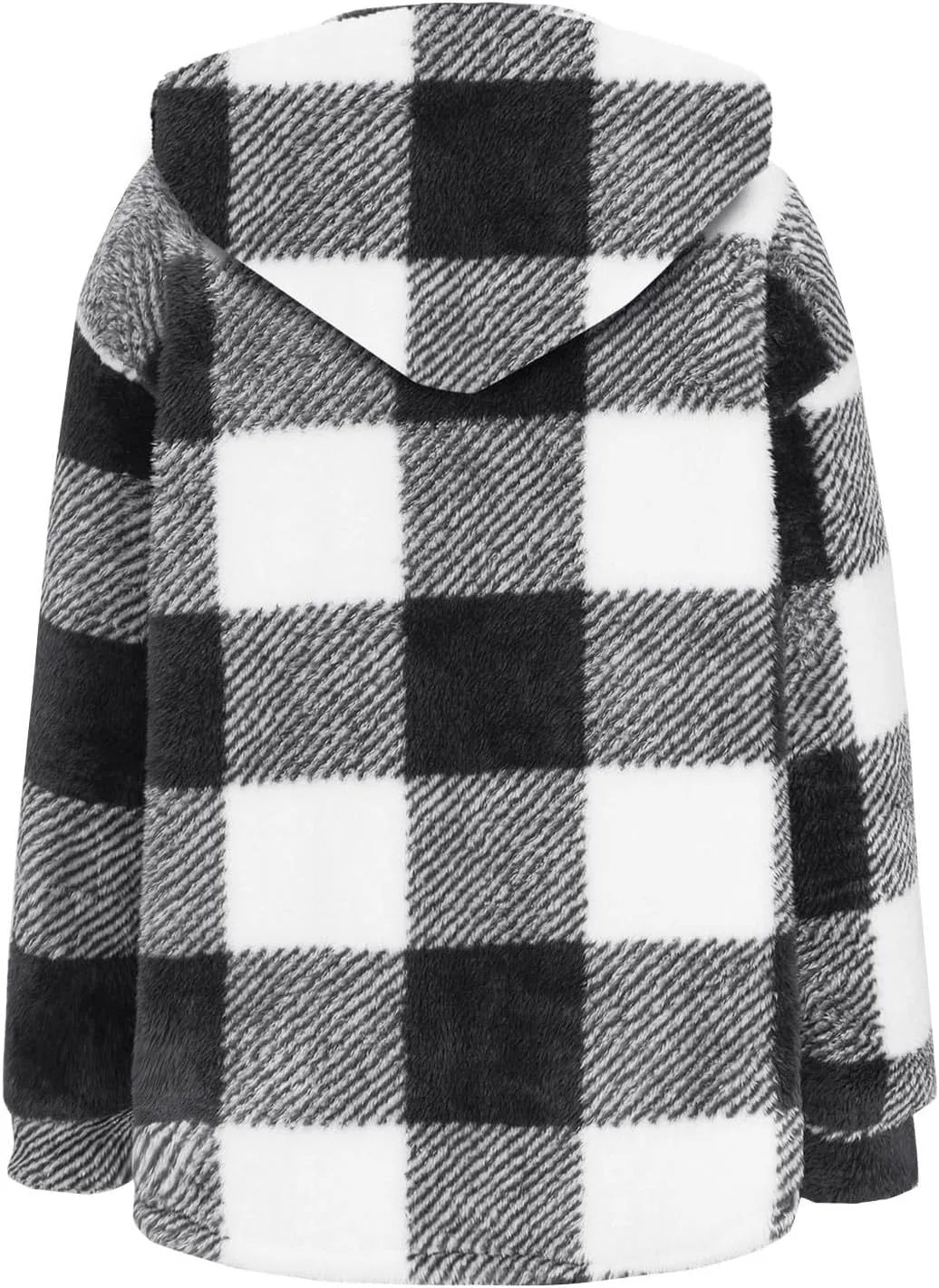Womens Winter Coats Warm Plush Hooded Jackets Zip Up Button Cardigan Trendy Plaid Fleece Fuzzy Outerwear