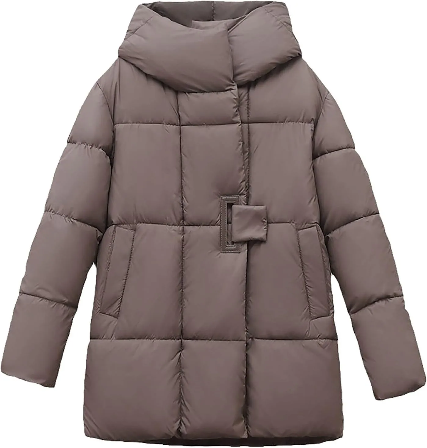 Women's Winter Down Jacket Long Quilted Puffer Coat Warm Zipper Hooded Slim Fit Outerwear Winter Long Coat Jacket