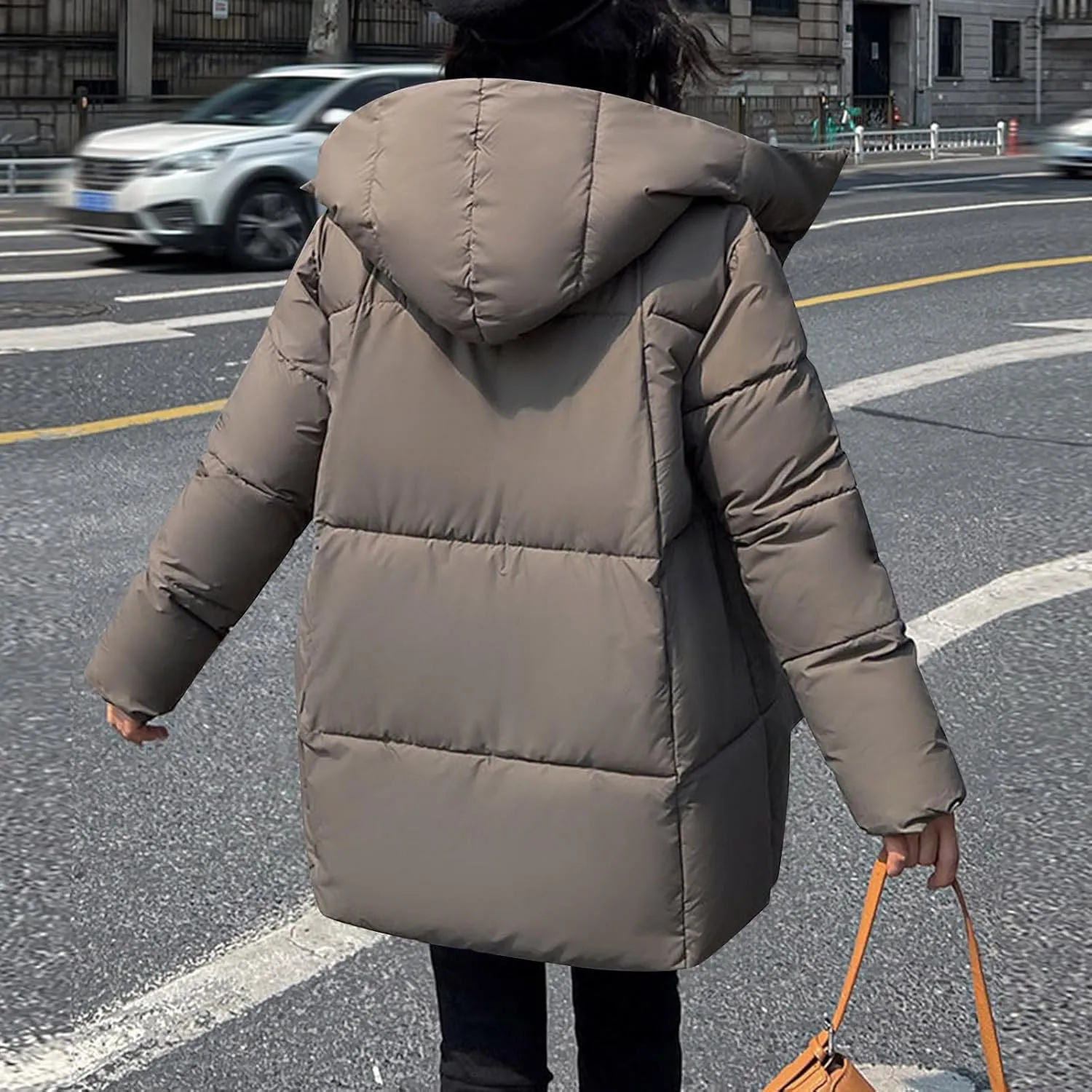 Women's Winter Down Jacket Long Quilted Puffer Coat Warm Zipper Hooded Slim Fit Outerwear Winter Long Coat Jacket