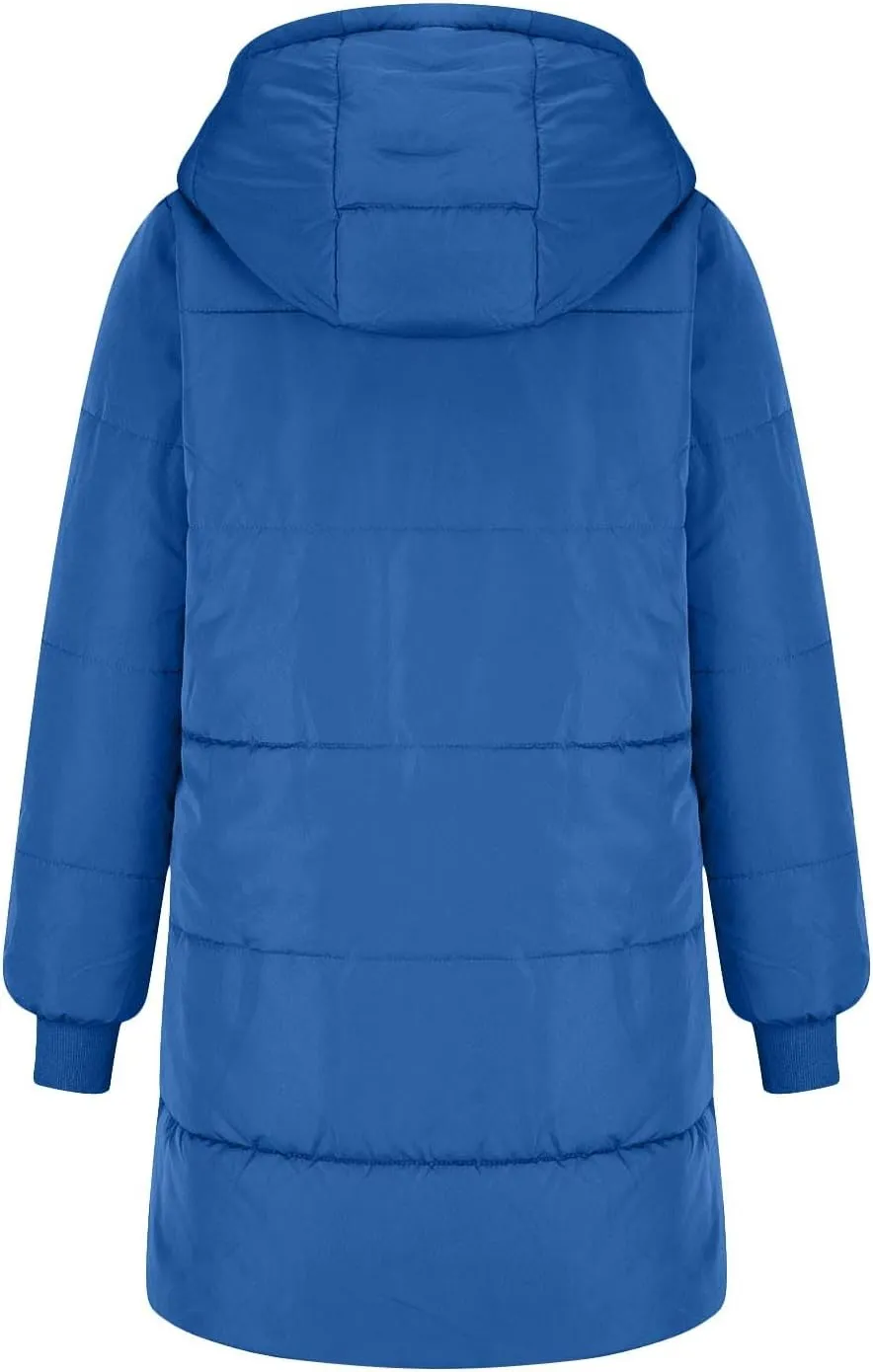 Women's Winter Warm Overcoat Lamb Fleece Lined Long Coats Casual Down Puffer Reversible Hooded Outerwear