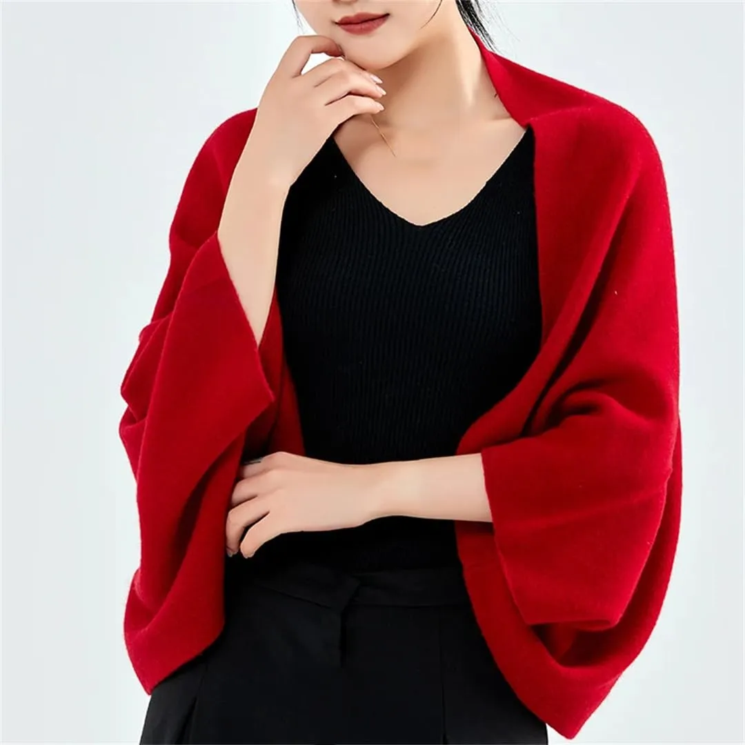 Women's Wool Knitted Shawl Sweater Soft Warm Cardigan Wraps Shoulder Scarves