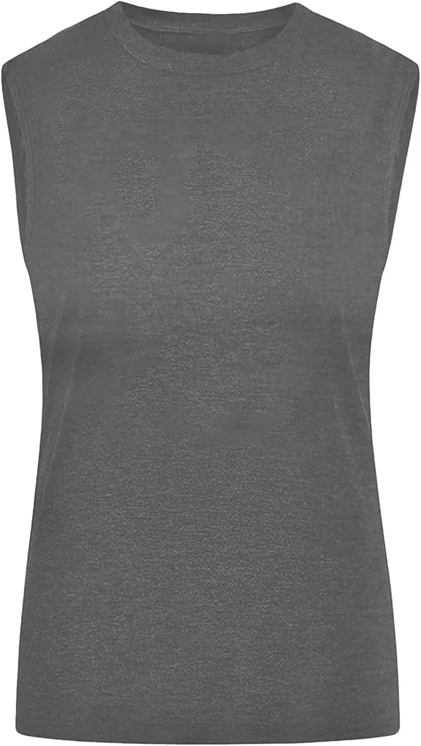 Womens Workout Elegant Sexy Cool O Neck Sleeveless Solid Breathable Tank Tops Shirt Beer Top for Women