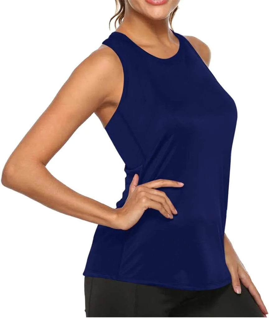 Women's Workout Tank Tops Loose Fit Yoga Shirts Quick Dry Racerback Lightweight Athletic Gym Running Sleeveless Tops