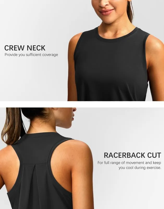 Women's Workout Tops Racerback Athletic Tank Tops Sleeveless Loose Fit Yoga Running Gym Shirts for Women