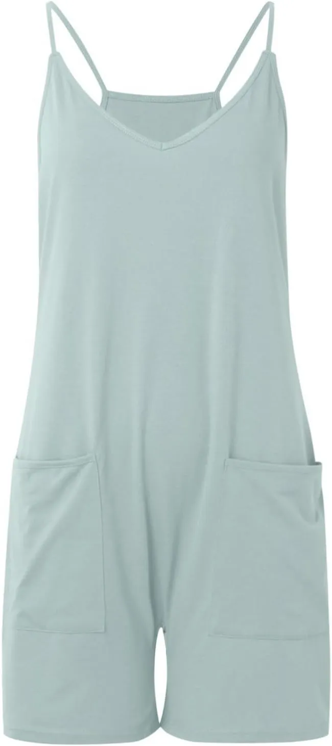 WYTong Women's Short Romper Spaghetti Strap Sleveless Short Rompers Beach Casual Outfits Summer Travel Vacation Clothes