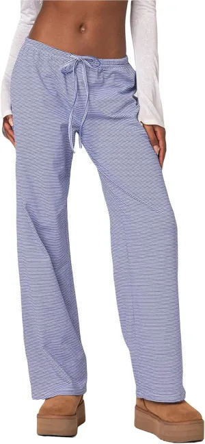 Y2k Striped Pants for Women Wide Leg Drawstring Elastic Low Rise Pajama Pants Lounge Wear Trousers