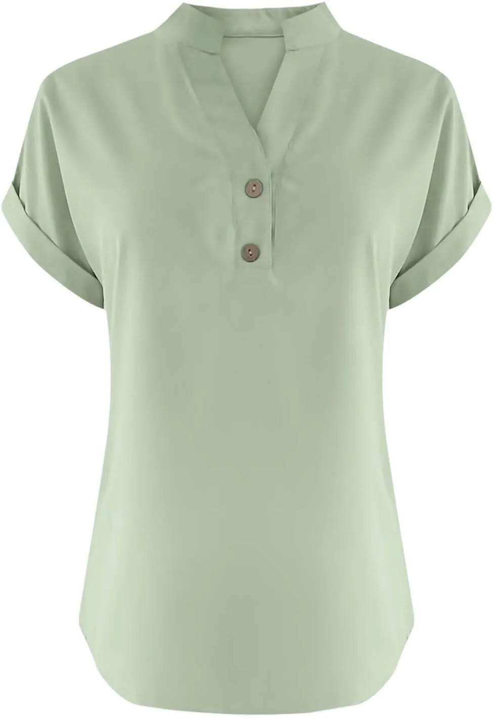 yardsong V Neck Tops for Women Cotton Linen Button Up Short Sleeve Shirts Summer Casual Loose Fit Beach Blouses Tees