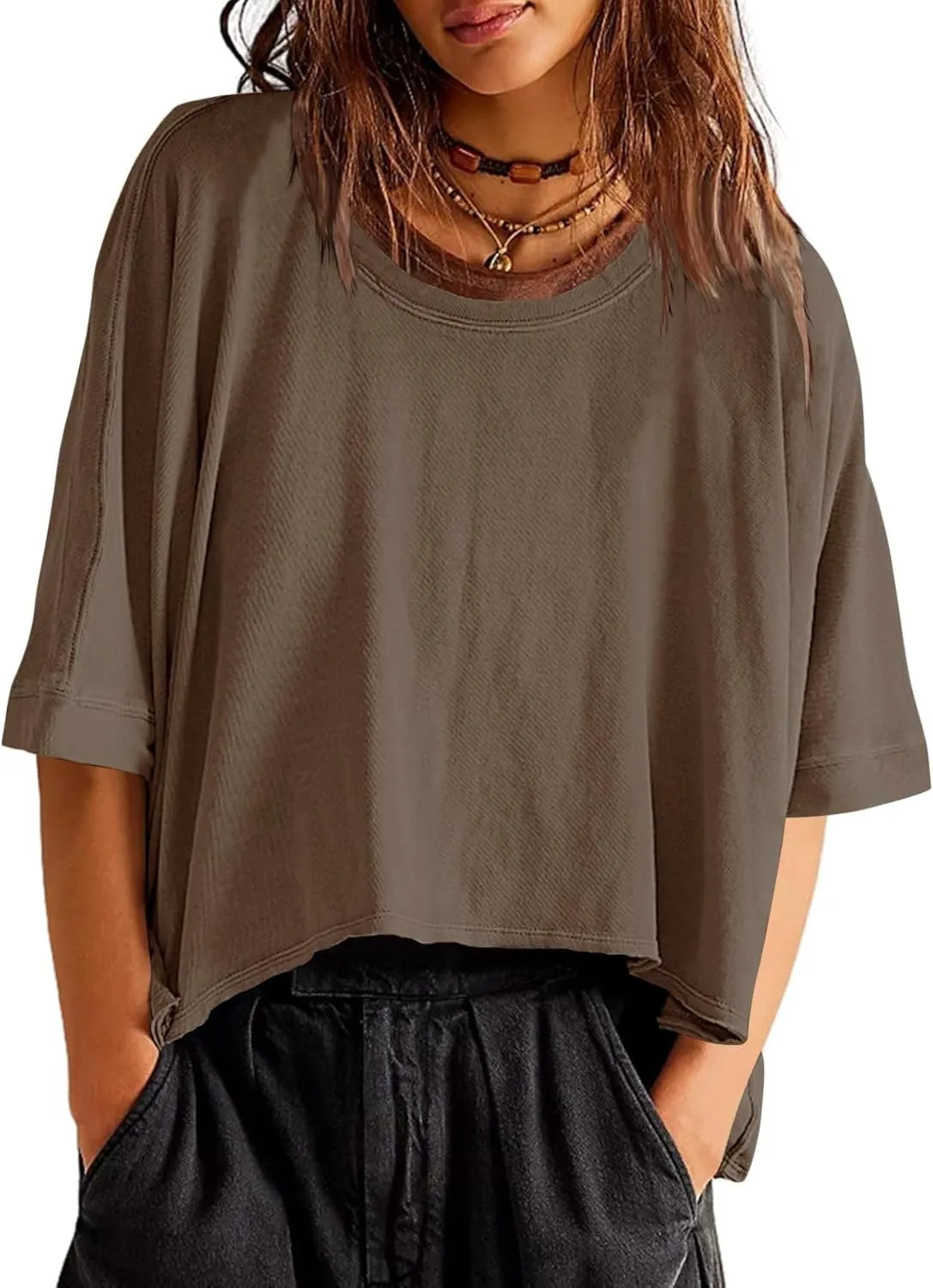 YKR Summer Tops Womens Crop Tops Oversized T Shirts Loose Fit Casual Tee Trendy Shirts 2025