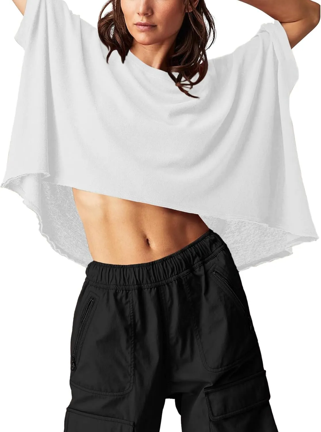 YKR Summer Tops Womens Crop Tops Oversized T Shirts Loose Fit Casual Tee Trendy Shirts 2025