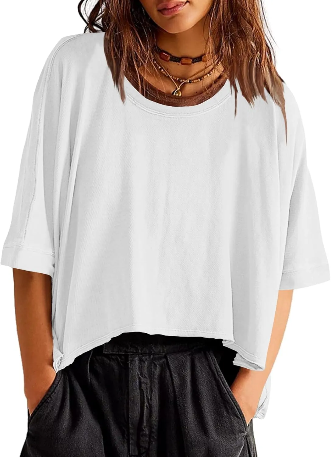 YKR Summer Tops Womens Crop Tops Oversized T Shirts Loose Fit Casual Tee Trendy Shirts 2025