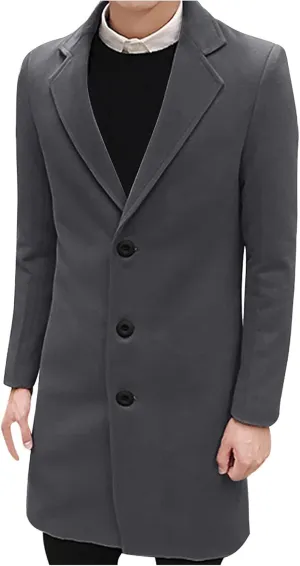 Ymosrh Varsity Jacket Men Formal Single Breasted Figuring Overcoat Long Wool Warm Jacket Outwear Motorcycle