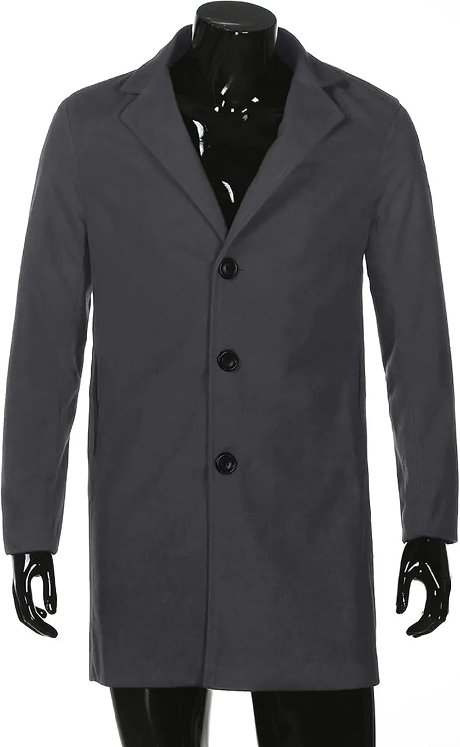 Ymosrh Winter Jackets for Men Formal Single Breasted Figuring Overcoat Long Wool Warm Jacket Outwear Mens