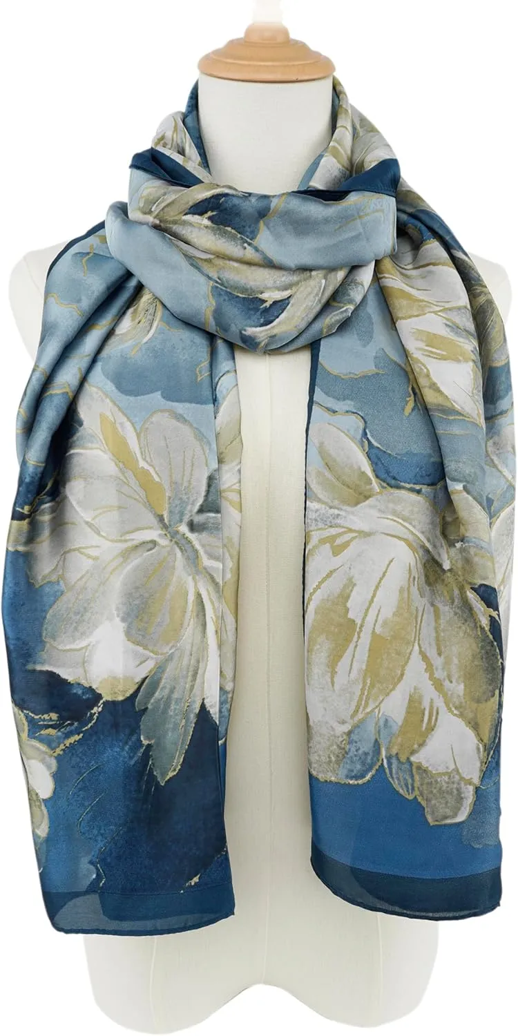 YOUR SMILE Large Mulberry Silk Feeling Long Stain Scarf Lightweight Sunscreen Shawls Wraps for Women