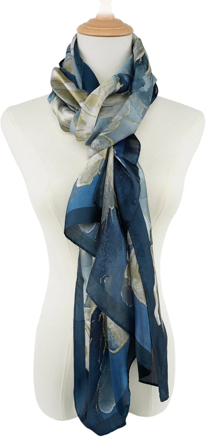 YOUR SMILE Large Mulberry Silk Feeling Long Stain Scarf Lightweight Sunscreen Shawls Wraps for Women