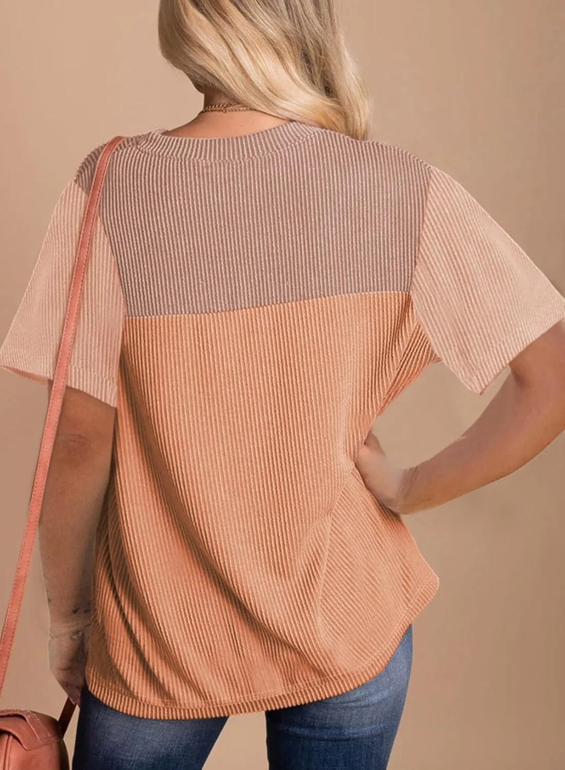 Zeagoo Womens Casual Summer Tops Short Sleeve T Shirts Crewneck Basic Tees Blouses Color Block Tunic Tops
