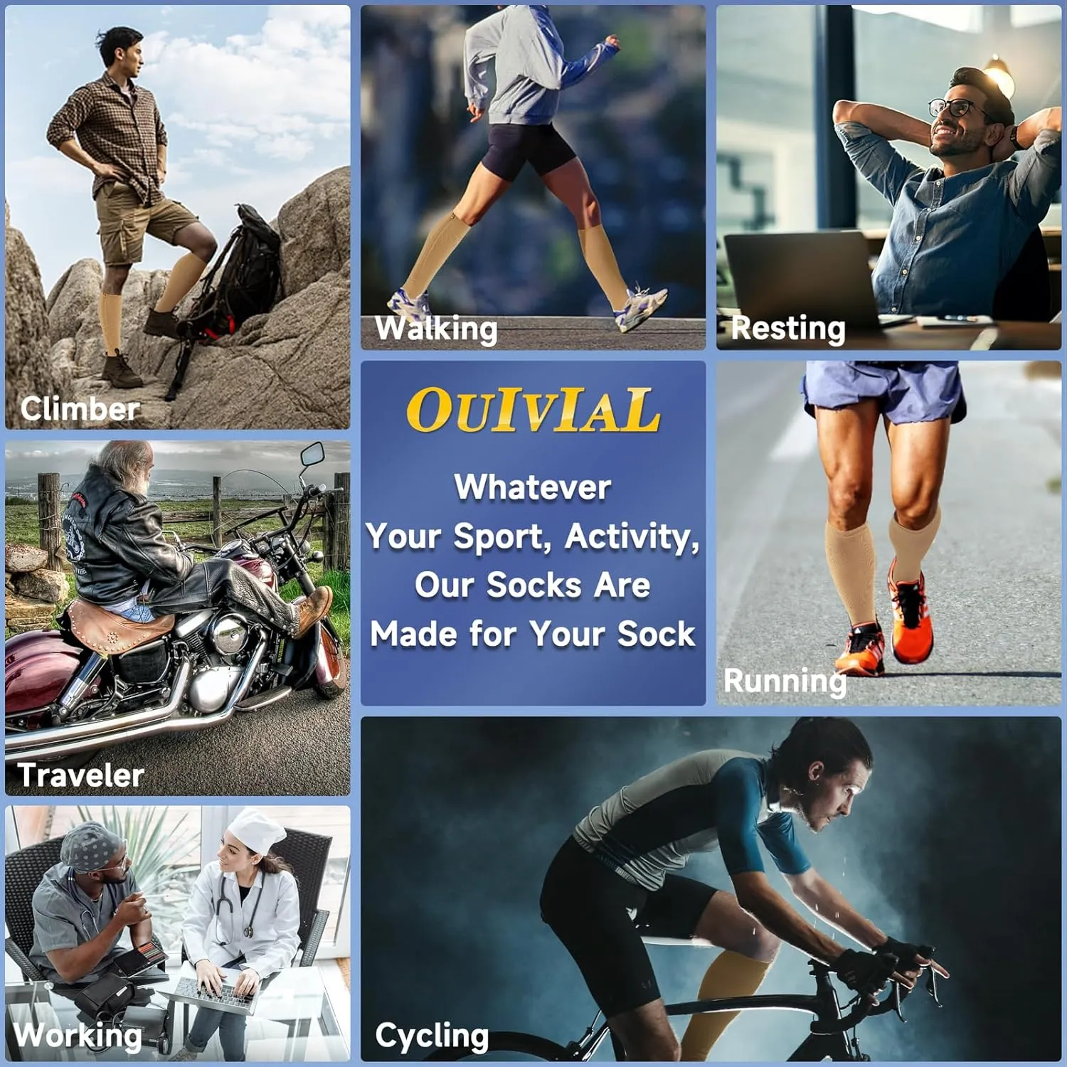 Zipper Compression Socks Open Toe 15-20mmHg for Women&Men 2 Pairs Knee High Support Socks for Running Cycling